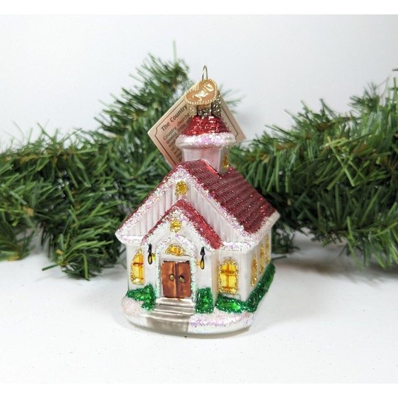 The Country Church Retired Old World Christmas Ornament - Picture 1 of 5